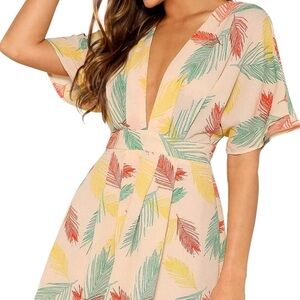 Tropical V-Neck Plunge Dress